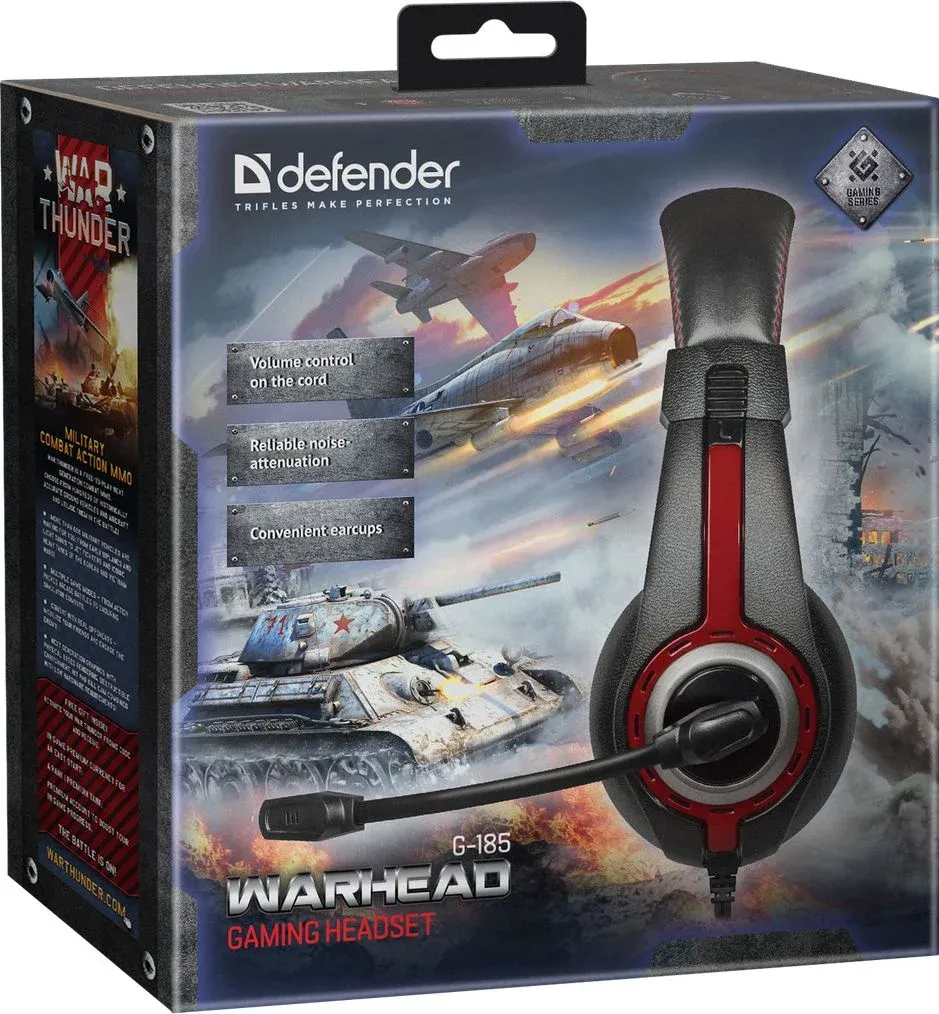 Наушники с микрофоном Defender Warhead G-185 черный/красный 2м накладные оголовье 64106 - фото 6