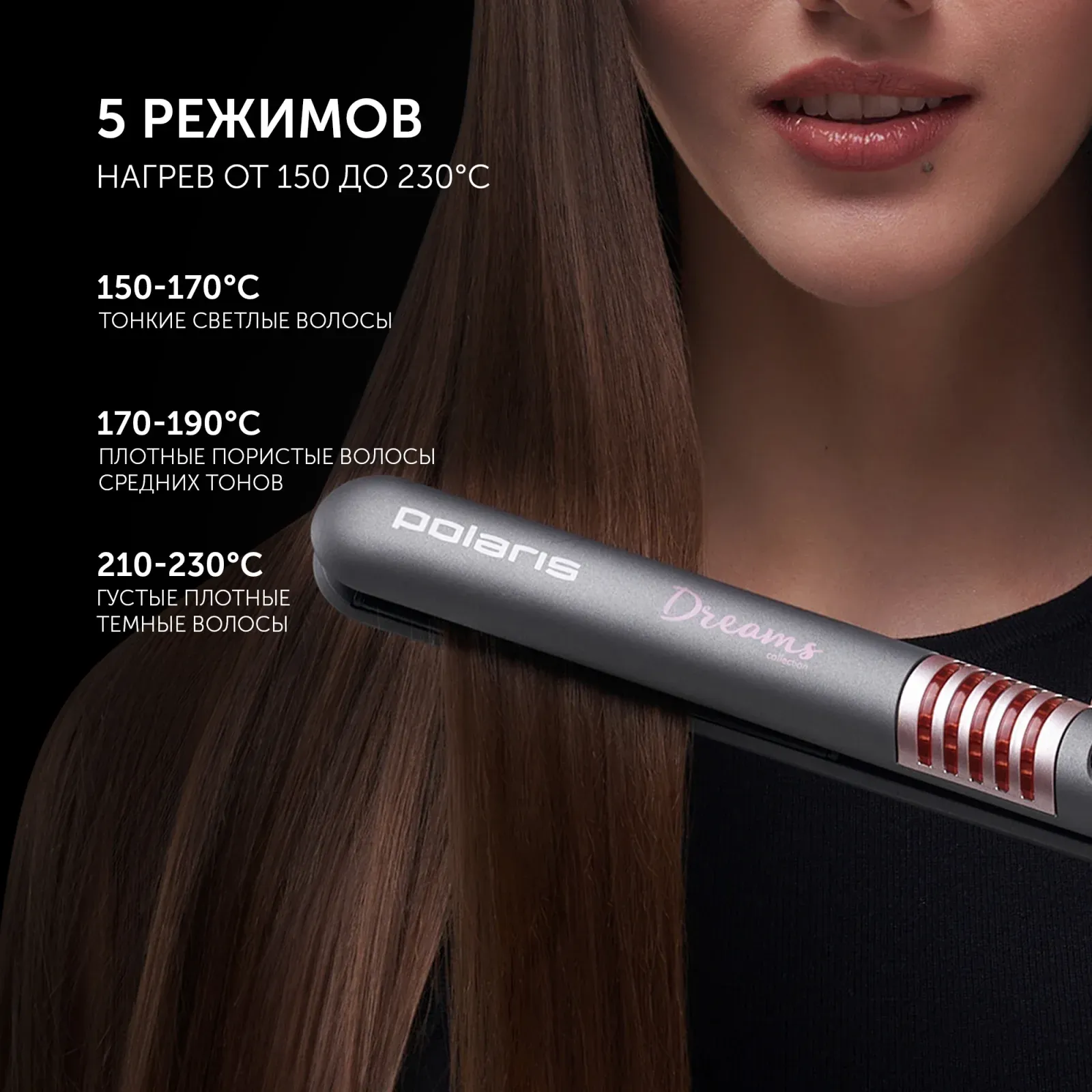 Выпрямитель Polaris PHS 2512KT 35Вт серый/розовый макс.темп.:230С покрытие:керамико-турмалиновое - фото 5