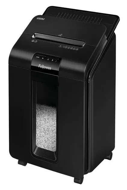 Шредер Fellowes AutoMax 100M с автоподачей секр.P-4 фрагменты 100лист. 23лтр. скрепки скобы пл.карты - фото 2