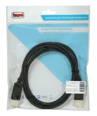 Кабель аудио-видео Buro V.1.2 DisplayPort m/DisplayPort m 2м. позолоч.конт. черный BHP DPP_1.2-2 - фото 7