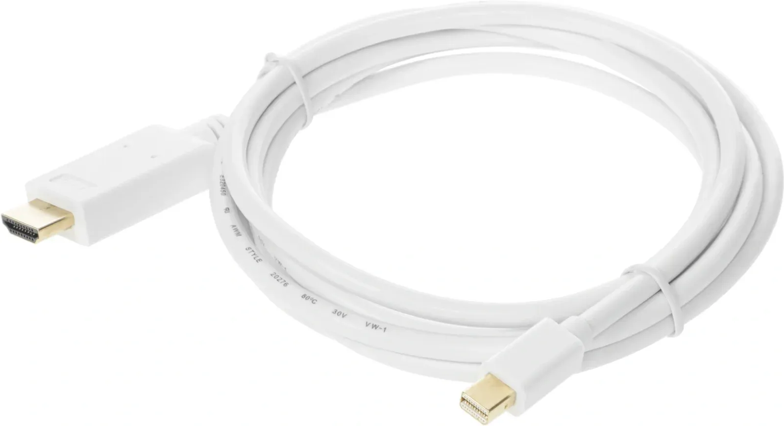 Кабель аудио-видео Buro 1.2v miniDisplayport m/HDMI m 2м. позолоч.конт. белый BHP MDPP-HDMI-2 - фото 3