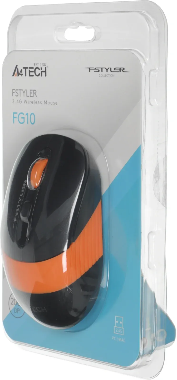 Мышь A4Tech Fstyler FG10 черный/оранжевый оптическая 2000dpi беспров. USB 4but FG10 ORANGE - фото 7