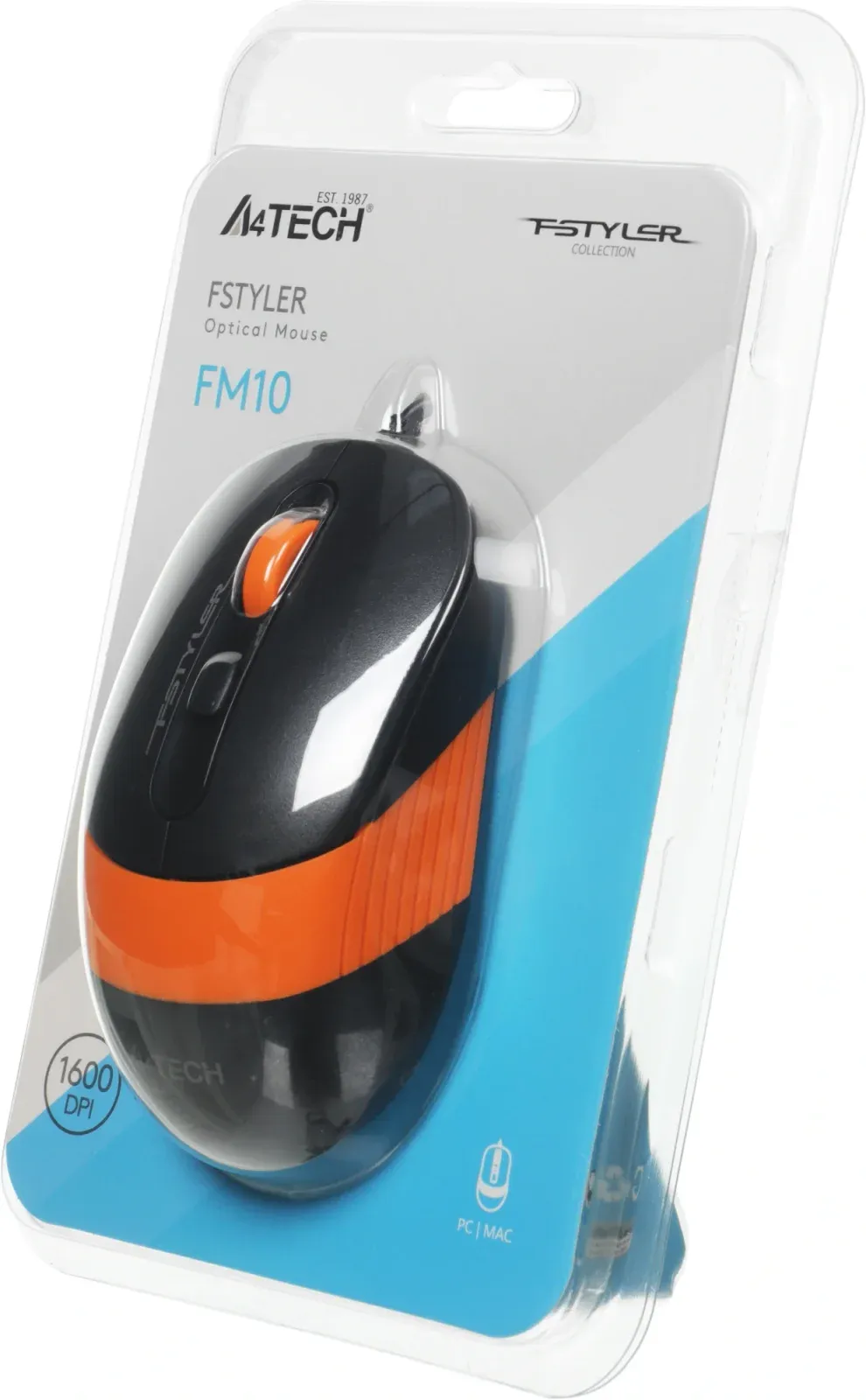 Мышь A4Tech Fstyler FM10 черный/оранжевый оптическая 1600dpi USB 4but FM10 ORANGE - фото 2