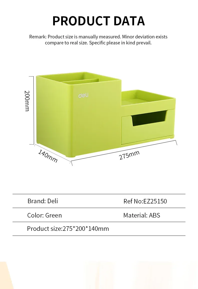Органайзер настольный Deli EZ25150 Rio 175x90x92мм зеленый пластик - фото 8