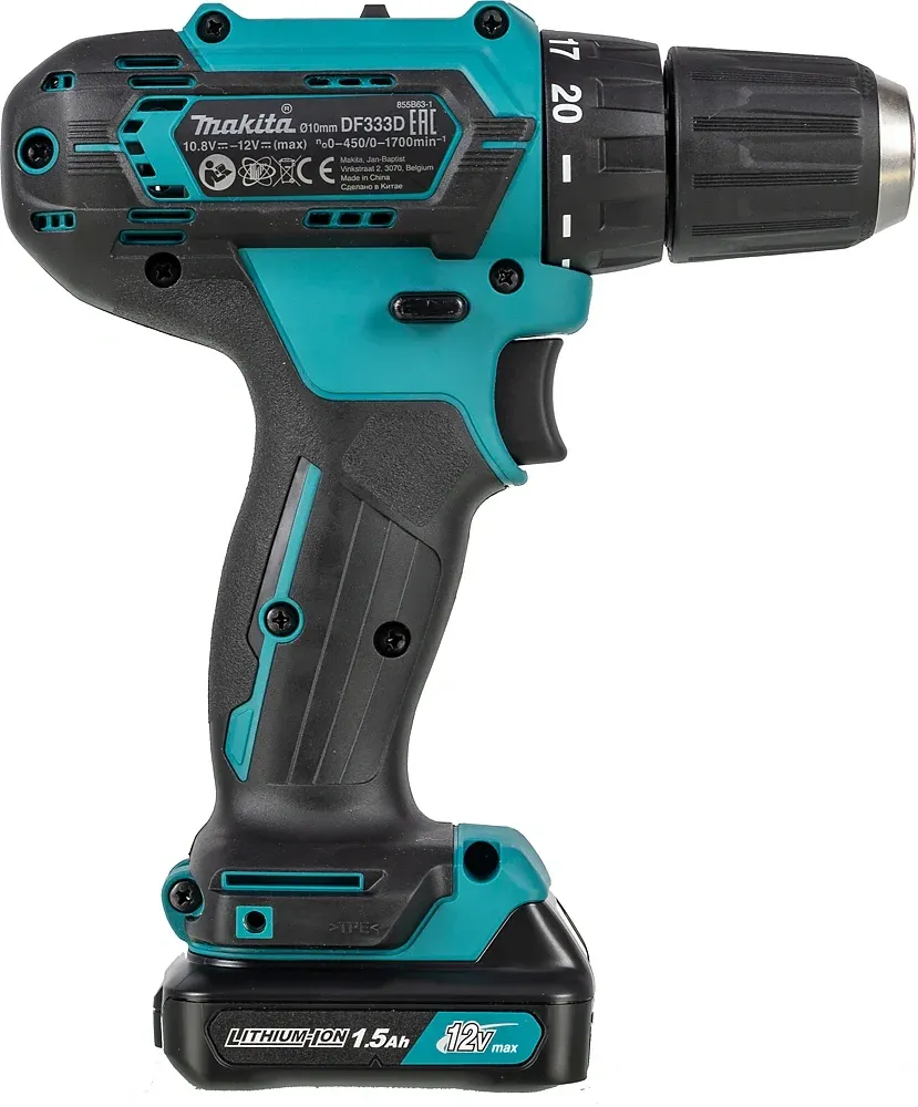 Дрель-шуруповерт Makita DF333DWYE аккум. патрон:быстрозажимной кейс в комплекте - фото 5