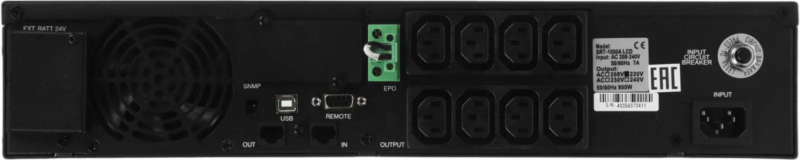 Источник бесперебойного питания Powercom Smart King RT SRT-1000A LCD 900Вт 1000ВА черный - фото 8