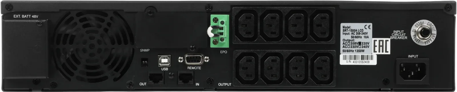 Источник бесперебойного питания Powercom Smart King RT SRT-1500A LCD 1350Вт 1500ВА черный - фото 5