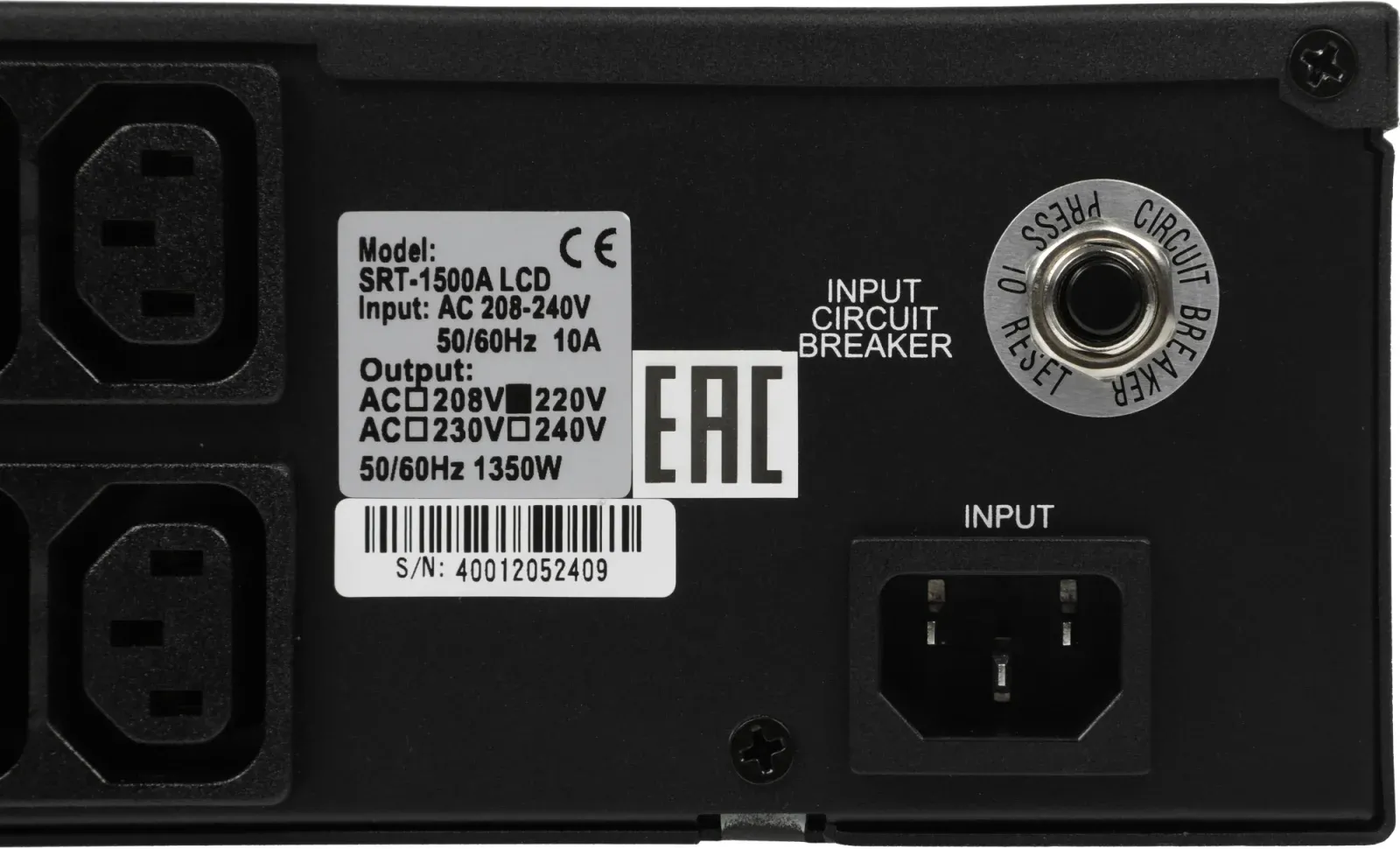 Источник бесперебойного питания Powercom Smart King RT SRT-1500A LCD 1350Вт 1500ВА черный - фото 7