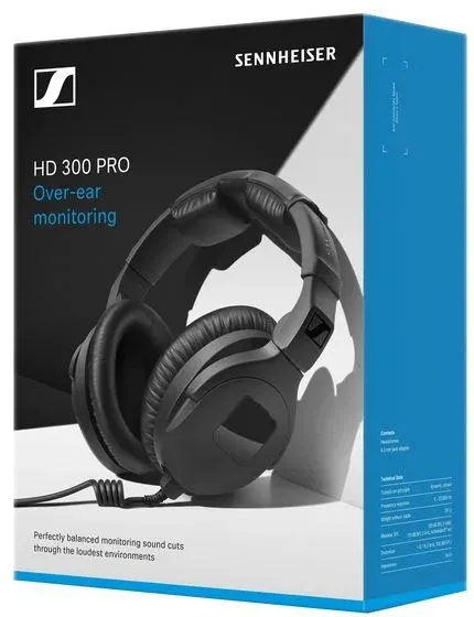 Гарнитура накладные Sennheiser HD 300 PRO 1.5м черный проводные оголовье 508288 - фото 2