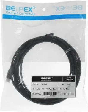 Кабель USB m-USB Type-C m 3м черный - фото 7