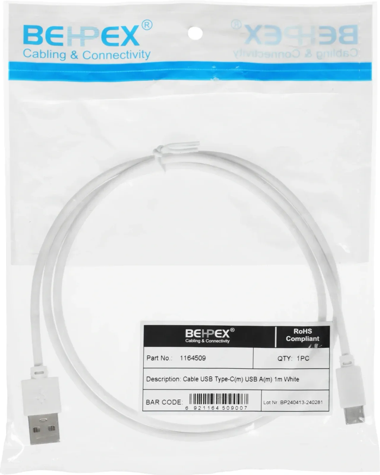 Кабель USB m-USB Type-C m 1м белый - фото 4