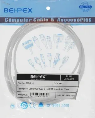 Кабель USB m-USB Type-C m 1.8м белый - фото 5
