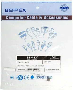 Переходник Jack 3.5 f-USB Type-C m 0.05м белый - фото 6