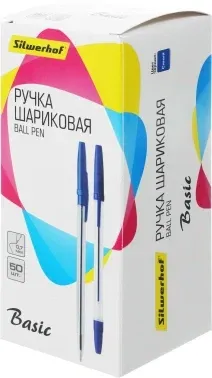 Ручка шариков. Silwerhof Basic прозрачный d=0.7мм син. черн. кор.карт. сменный стержень линия 0.5мм - фото 8