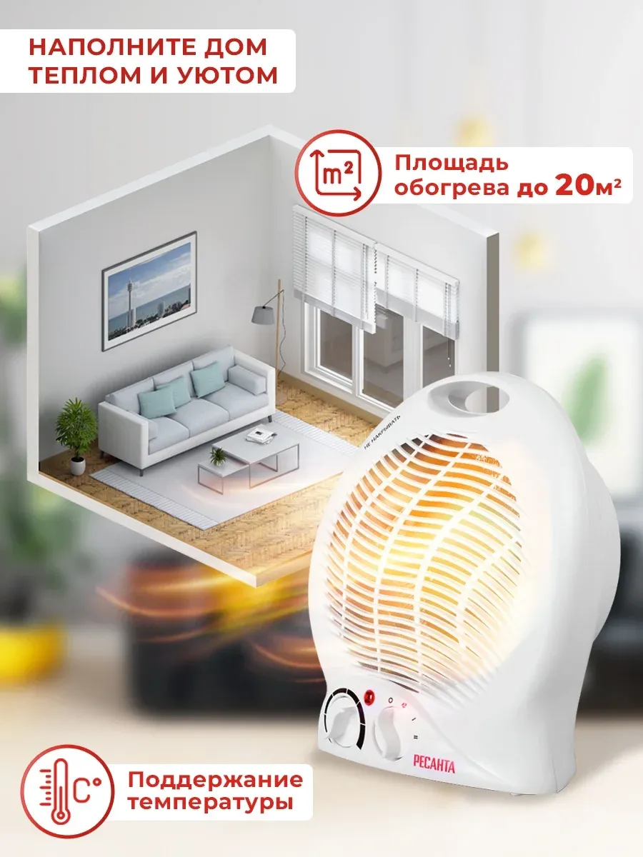 Тепловентилятор Ресанта ТВС-2 2000Вт белый - фото 3