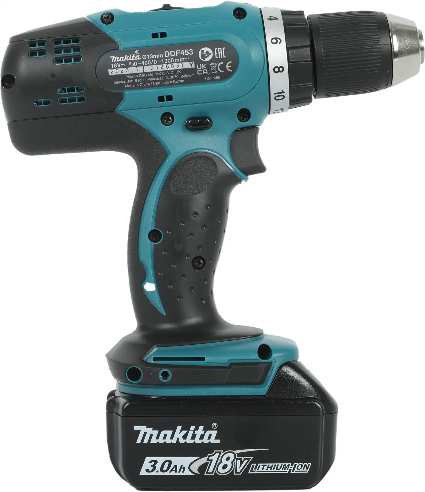 Дрель-шуруповерт Makita DDF453RFE аккум. патрон:быстрозажимной кейс в комплекте - фото 8