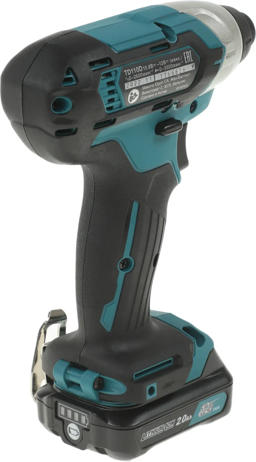 Шуруповерт Makita TD110DWAE аккум. патрон:держатель бит 1/4 кейс в комплекте - фото 5