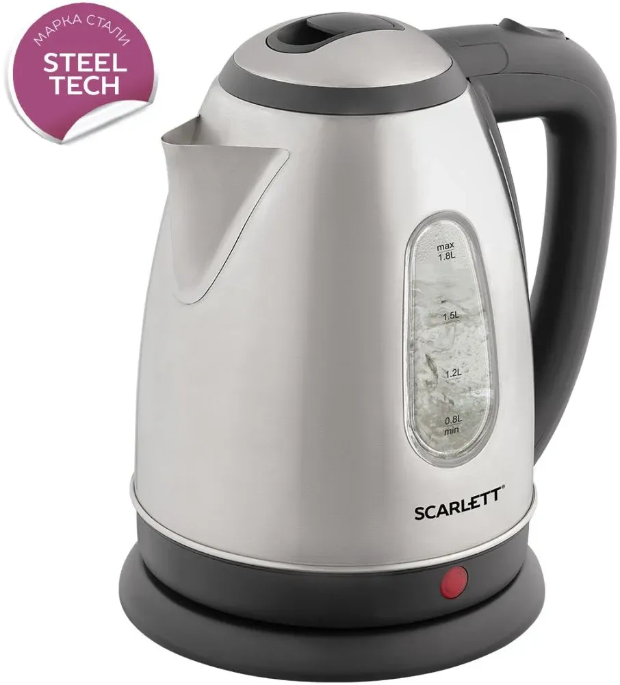 Чайник электрический Scarlett SC-EK21S88 1.8л. 2200Вт черный/серебристый корпус: металл - фото 4