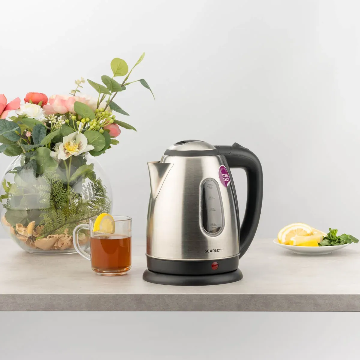 Чайник электрический Scarlett SC-EK21S88 1.8л. 2200Вт черный/серебристый корпус: металл - фото 5