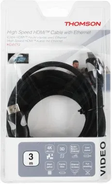Кабель аудио-видео Thomson High Speed HDMI m/HDMI m 3м. феррит.кольца позолоч.конт. черный 00132107 - фото 5