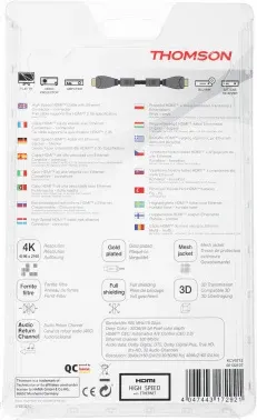 Кабель аудио-видео Thomson High Speed HDMI m/HDMI m 3м. феррит.кольца позолоч.конт. черный 00132107 - фото 7