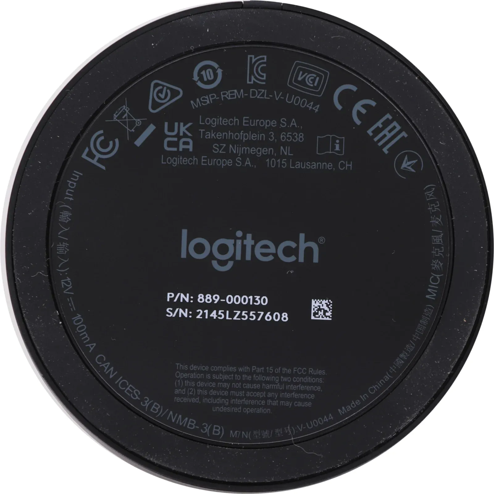 Микрофон проводной Logitech MeetUp 6м черный - фото 5
