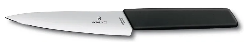 Нож кухонный Victorinox Swiss Modern 6.9013.15B стальной разделочный лезв.150мм прямая заточка черный блистер - фото 1