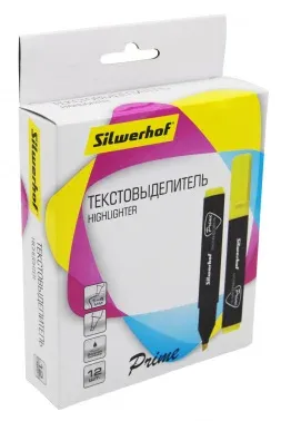 Текстовыделитель Silwerhof Prime 108035-05 скошенный пиш. наконечник 1-4мм желтый коробка - фото 6