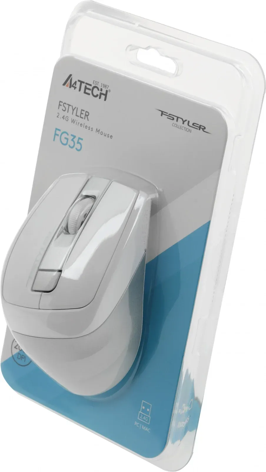 Мышь A4Tech Fstyler FG35 серебристый/белый оптическая 2000dpi беспров. USB 6but FG35 SILVER - фото 4
