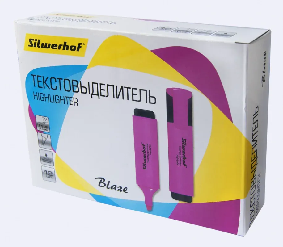 Текстовыделитель Silwerhof Blaze 108036-08 скошенный пиш. наконечник 1-5мм розовый картон - фото 3