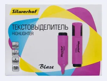 Текстовыделитель Silwerhof Blaze 108036-08 скошенный пиш. наконечник 1-5мм розовый картон - фото 6