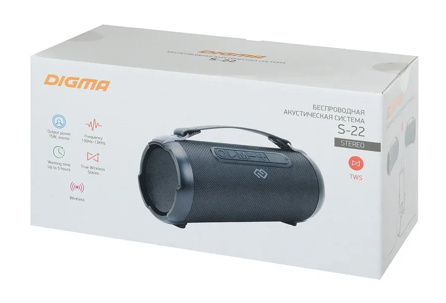 Колонка порт. Digma S-22 черный 15W 1.0 BT 1500mAh SP2215B - фото 3