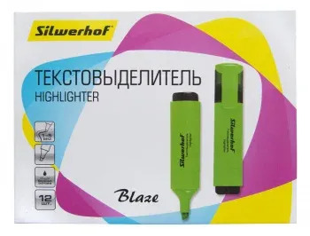 Текстовыделитель Silwerhof Blaze 108036-03 скошенный пиш. наконечник 1-5мм зеленый картон - фото 5