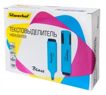 Текстовыделитель Silwerhof Blaze 108036-07 скошенный пиш. наконечник 1-5мм голубой картон - фото 5
