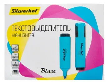 Текстовыделитель Silwerhof Blaze 108036-07 скошенный пиш. наконечник 1-5мм голубой картон - фото 6