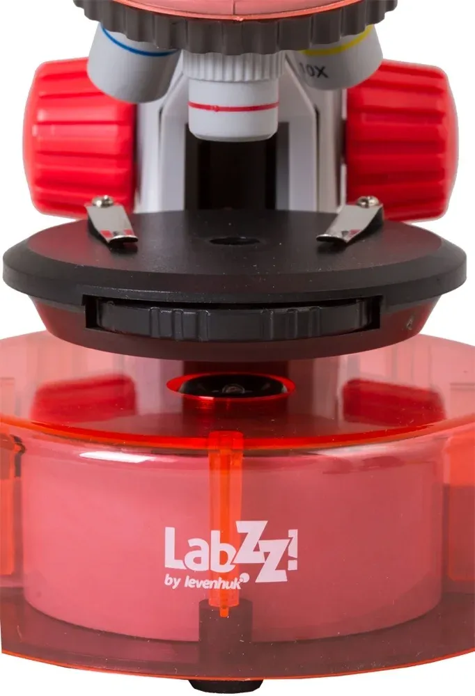 Микроскоп Levenhuk LabZZ M101 монокуляр 40-640x на 3 объектива апельсиновый - фото 6