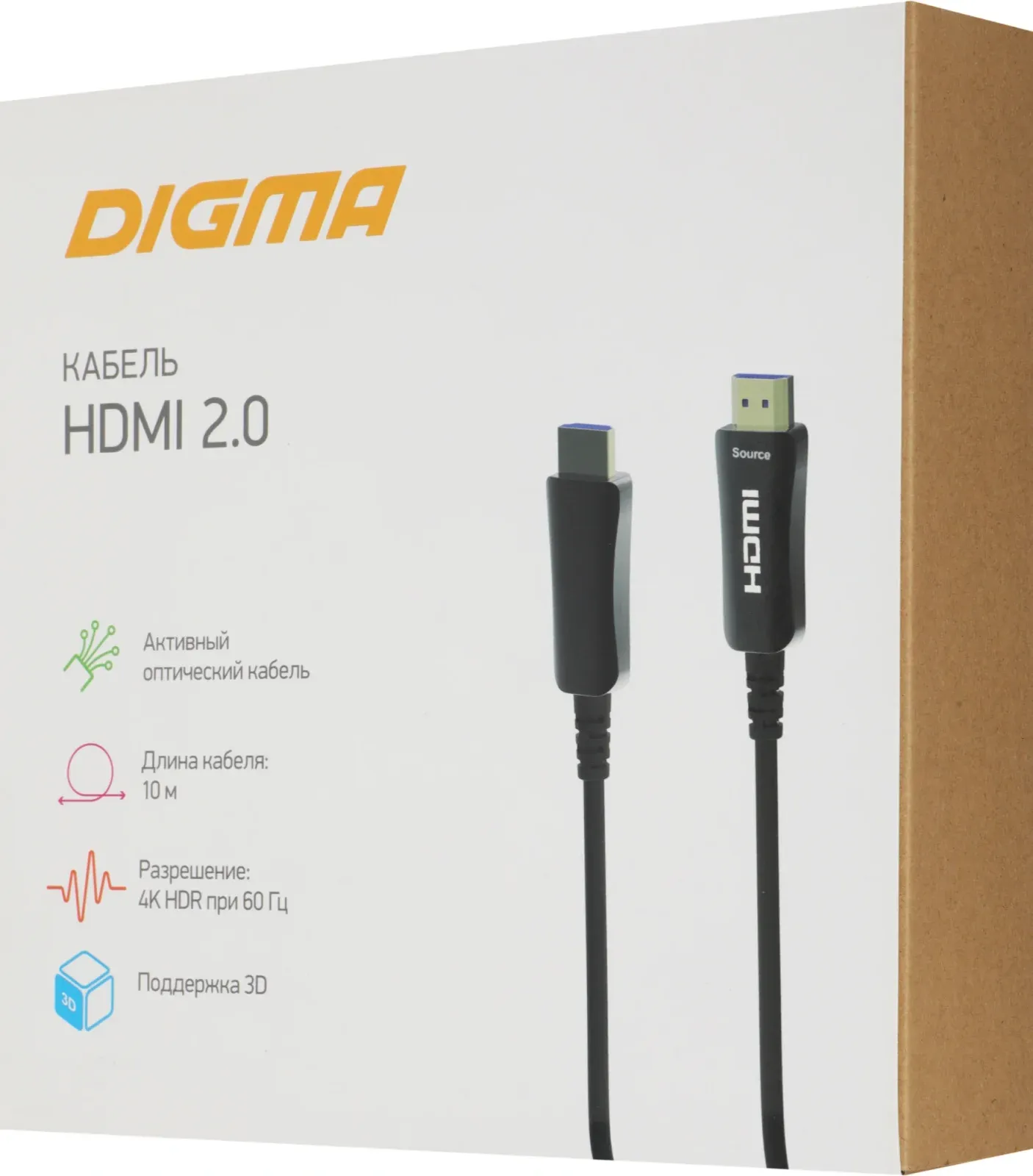 Кабель аудио-видео Digma HDMI 2.0 AOC HDMI m/HDMI m 10м. позолоч.конт. черный BHP AOC 2.0-10 - фото 6