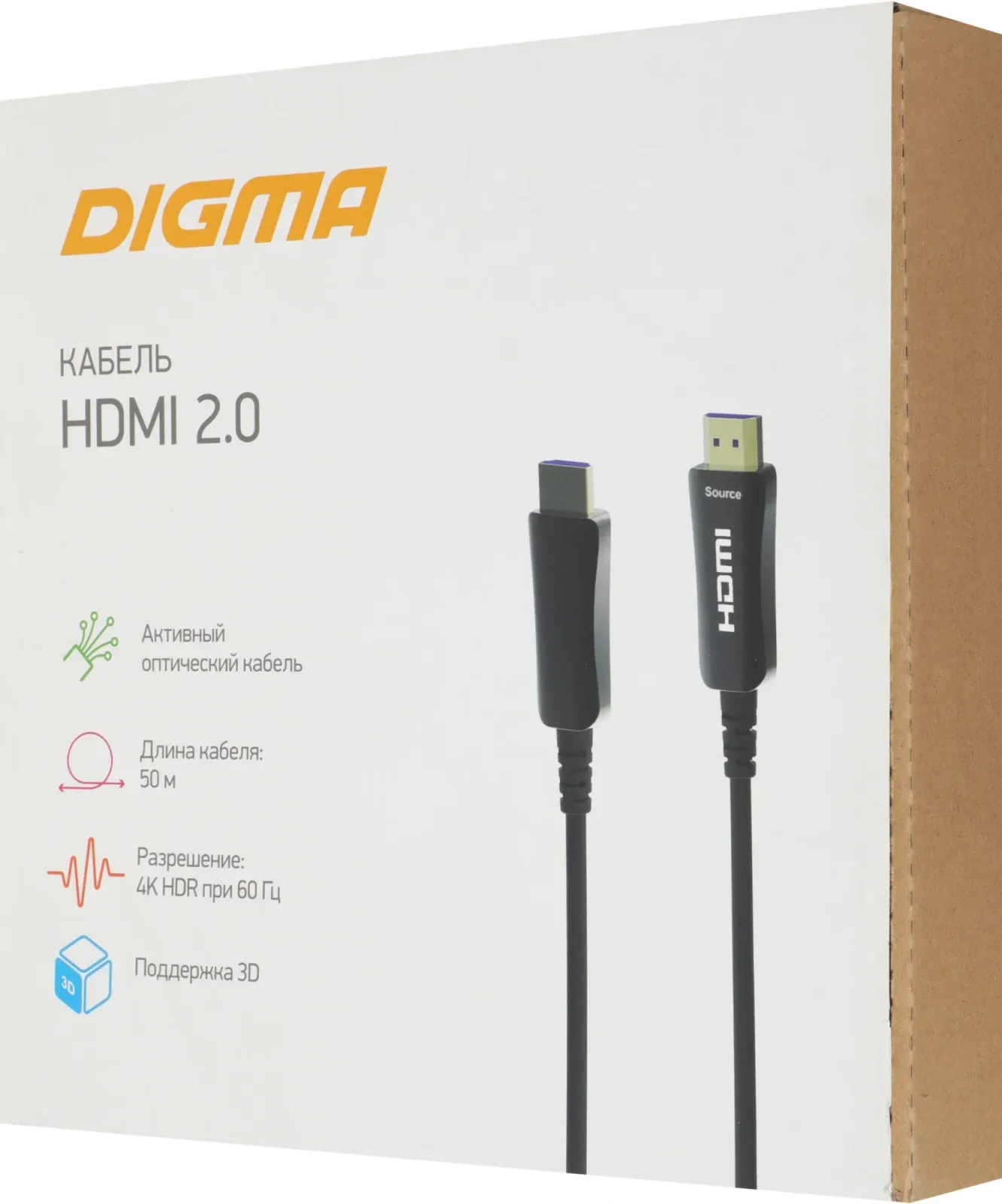 Кабель аудио-видео Digma HDMI 2.0 AOC HDMI m/HDMI m 50м. позолоч.конт. черный BHP AOC 2.0-50 - фото 6