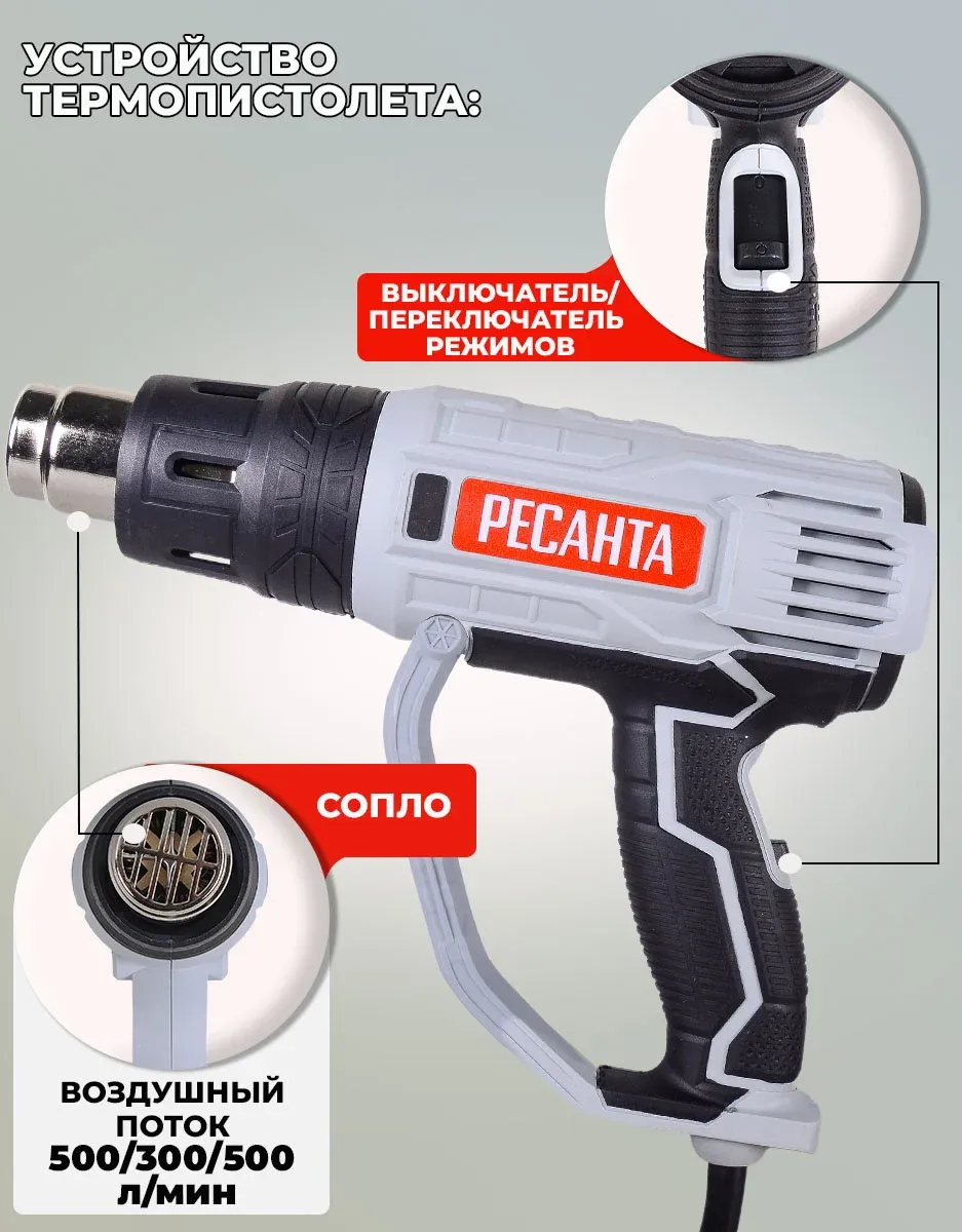 Технические фены/Клеевые пистолеты РЕСАНТА ФЭ-2000К - фото 1