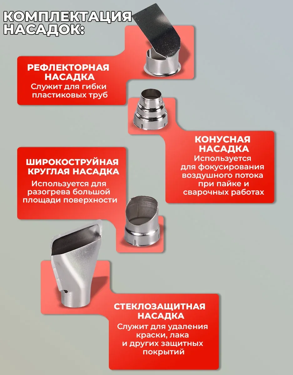 Технический фен Ресанта ФЭ-2000К 2000Вт темп.350/600С 75/2/1 - фото 3