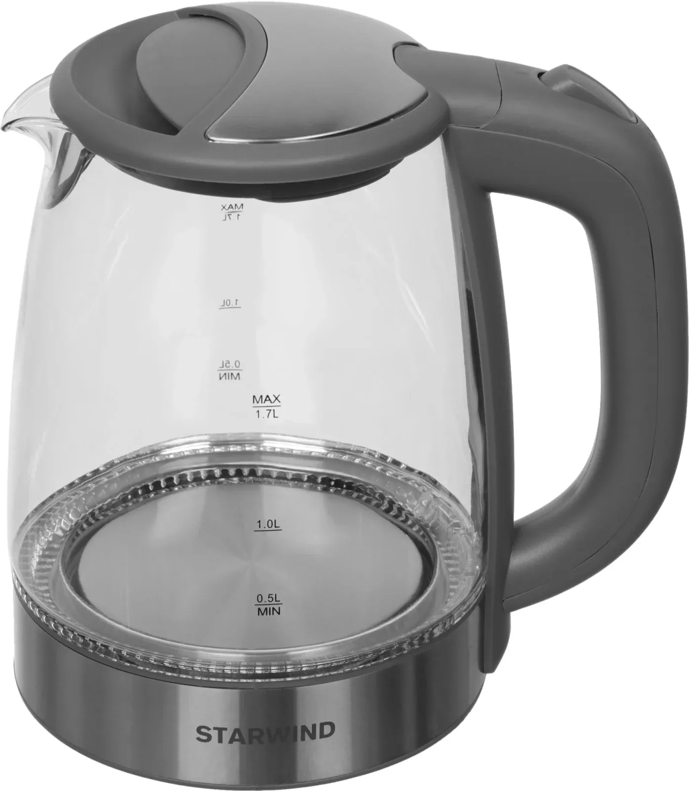 Чайник электрический Starwind SKG2315 1.7л. 2200Вт серый/серебристый корпус: стекло/металл/пластик - фото 8