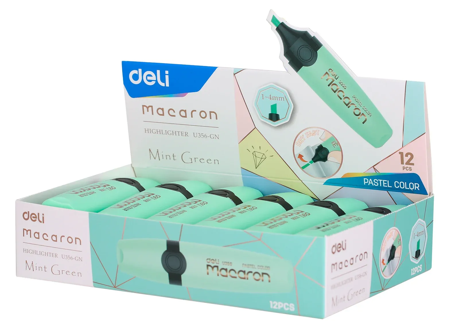 Текстовыделитель Deli EU356-GN Macaron скошенный пиш. наконечник 1-5мм мятный - фото 3