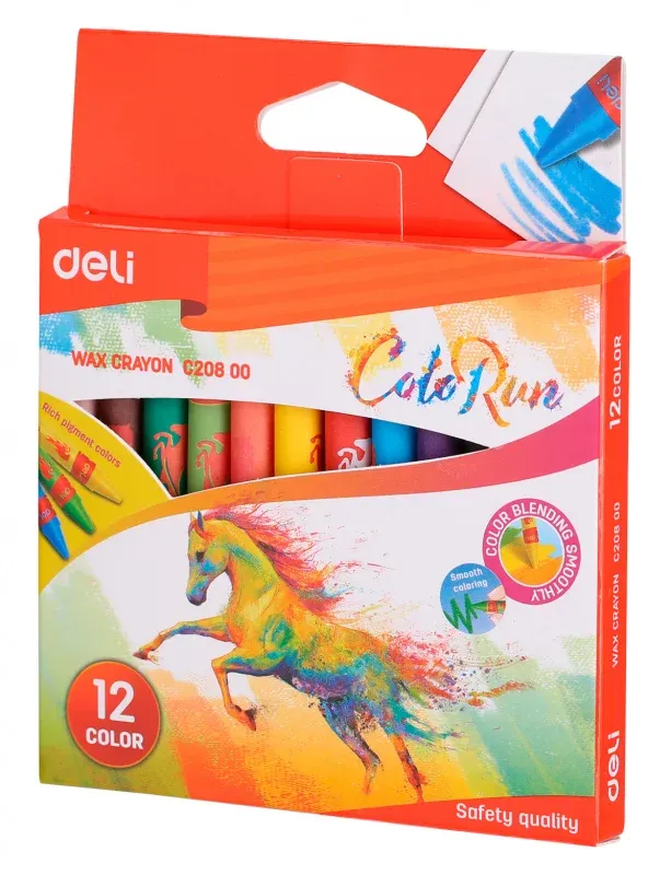 Восковые мелки Deli EC20800 Colorun 12цв. картон.кор./европод. - фото 2