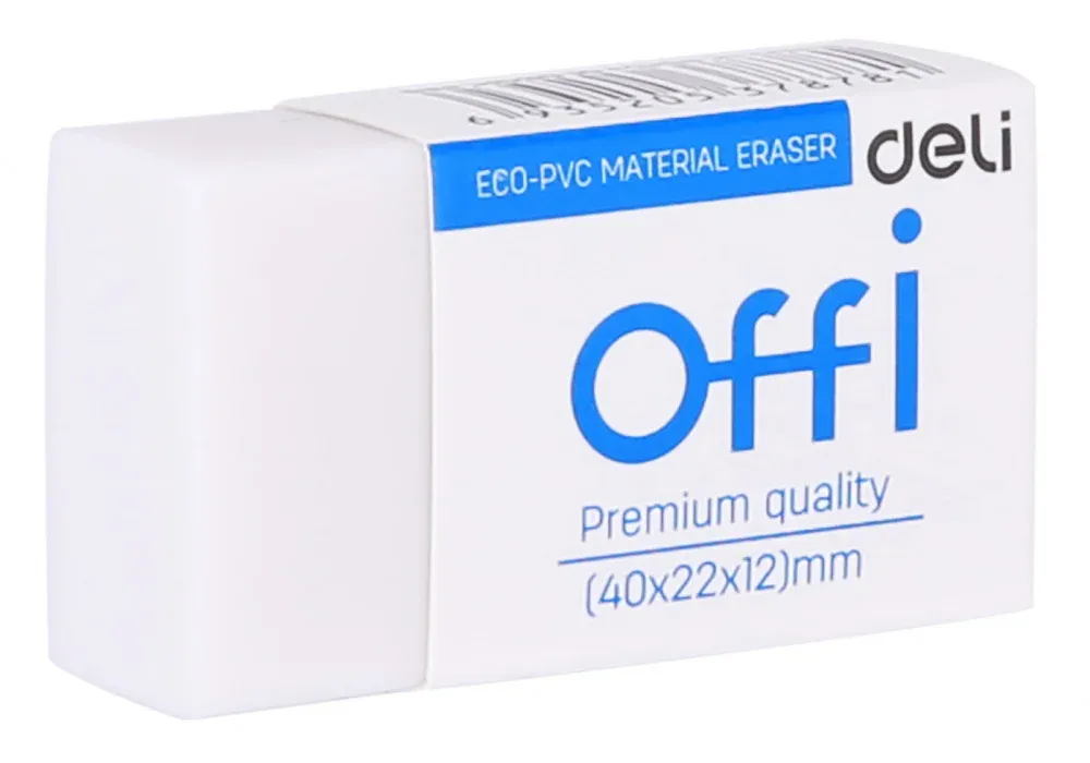 Ластик Deli EH03010 Offi 40x22x12мм ПВХ белый индивидуальная картонная упаковка - фото 6