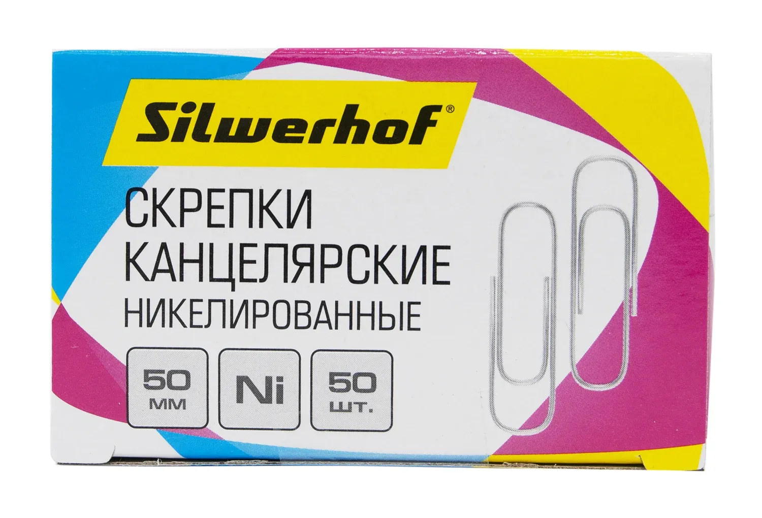 Скрепки Silwerhof никель 50мм упак.:50шт картонная коробка - фото 3