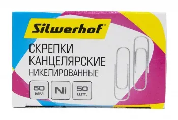 Скрепки Silwerhof никель 50мм упак.:50шт картонная коробка - фото 7