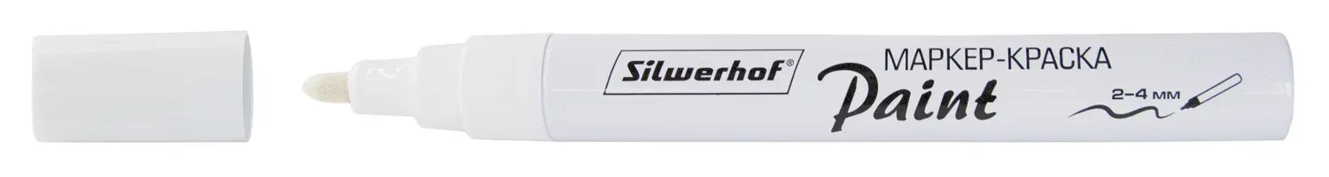 Маркер лаковый Silwerhof Paint пулевидный пиш. наконечник 2-4мм металический корпус белый - фото 4
