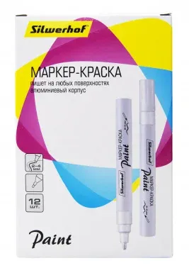 Маркер лаковый Silwerhof Paint пулевидный пиш. наконечник 2-4мм металический корпус белый - фото 5