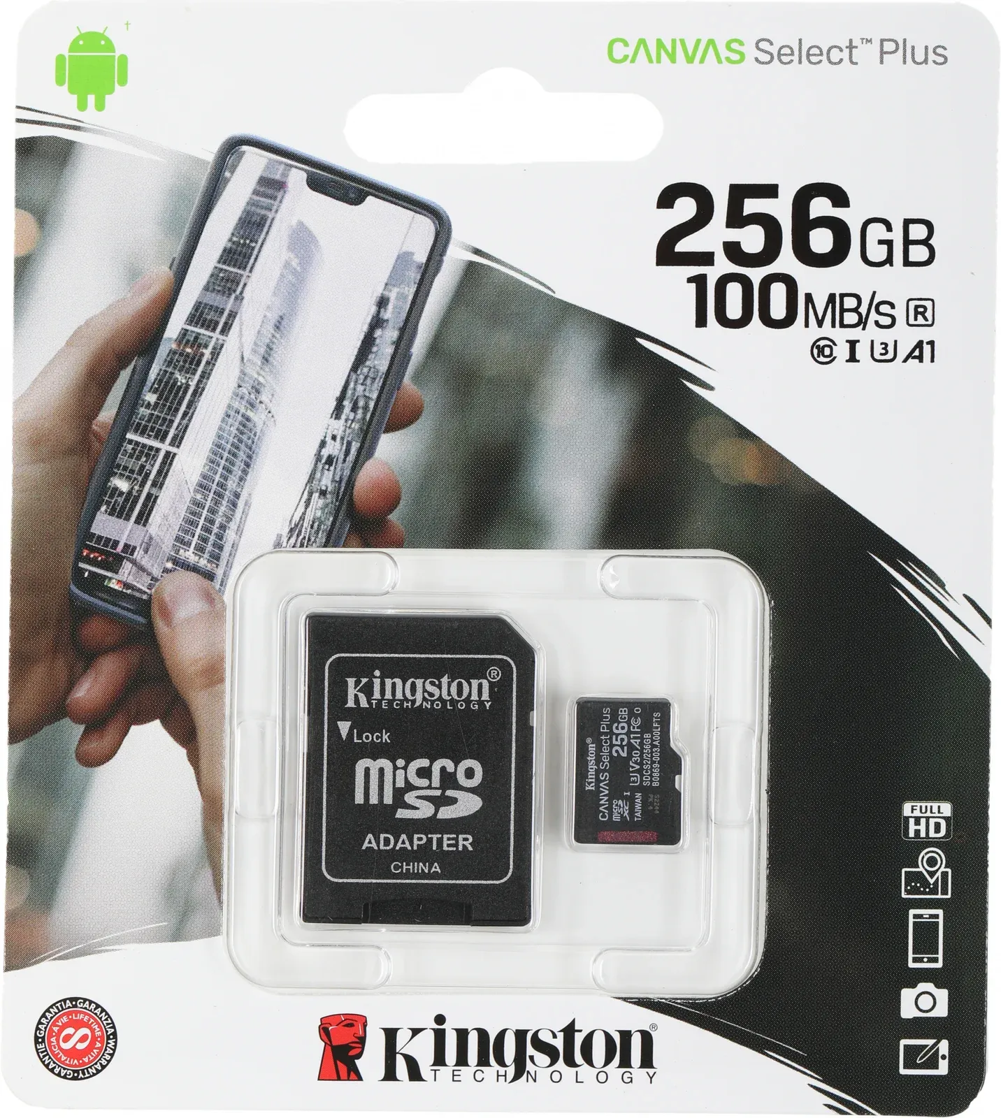 Флеш карта microSDXC 256GB Kingston SDCS2/256GB Canvas Select Plus + adapter - фото 4