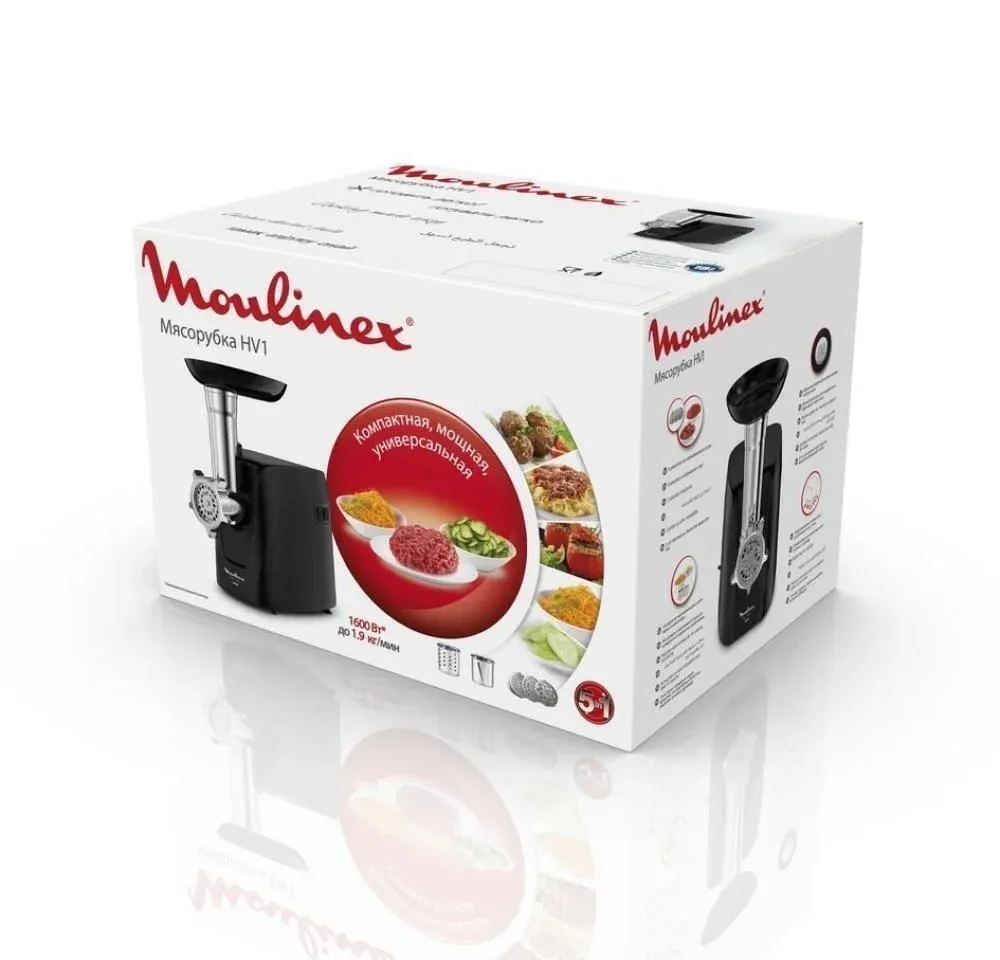 Мясорубка Moulinex Compact HV1 ME112832 1600Вт черный/серебристый - фото 2